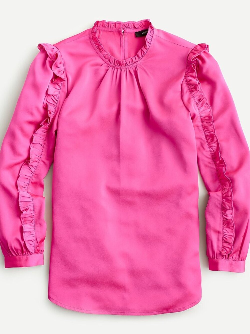 J.Crew NWOT Ruffle-sleeve pink top in satin crepe Small